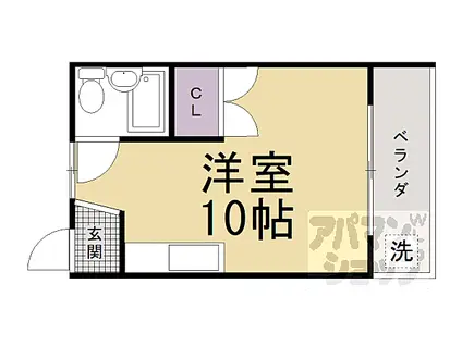 京阪本線 藤森駅 徒歩18分 6階建 築36年(ワンルーム/6階)の間取り写真