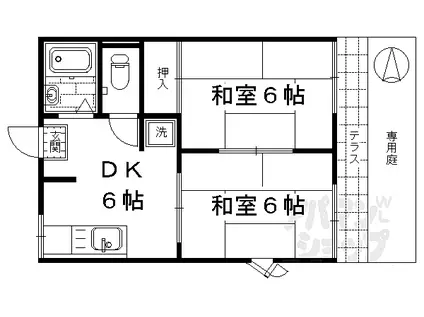 JR東海道・山陽本線 西大路駅 徒歩12分 2階建 築37年(2DK/1階)の間取り写真