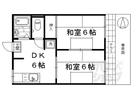 JR東海道・山陽本線 西大路駅 徒歩12分 2階建 築37年(2DK/1階)の間取り写真