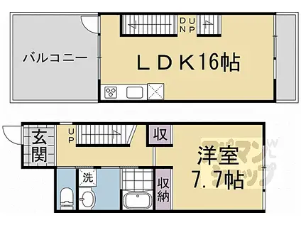京阪本線 七条駅 徒歩5分 2階建 築2年(1LDK/1階)の間取り写真