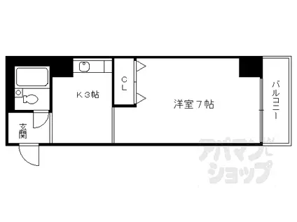 京阪本線 中書島駅 徒歩3分 8階建 築31年(1K/8階)の間取り写真