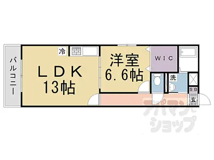 京阪宇治線 観月橋駅 徒歩16分 3階建 築3年(1LDK/2階)の間取り写真