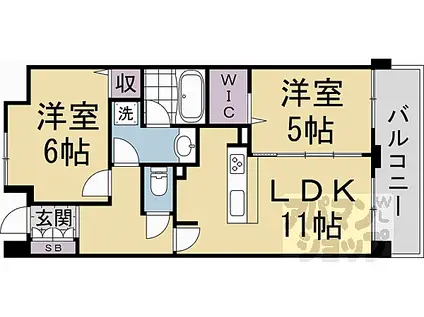 パインフィールド洛東(2LDK/10階)の間取り写真