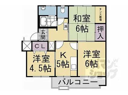京阪本線 鳥羽街道駅 徒歩3分 4階建 築55年(3K/1階)の間取り写真