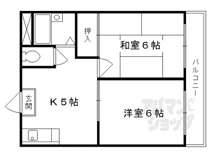 京都地下鉄東西線 醍醐駅(京都) 徒歩10分 3階建 築34年(2DK/2階)の間取り写真