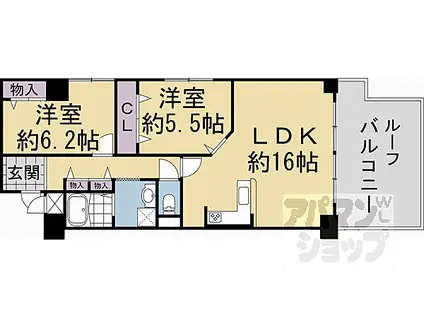 京阪本線 伏見桃山駅 徒歩3分 8階建 築40年(2LDK/4階)の間取り写真