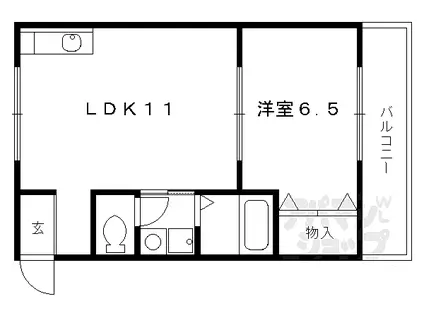 京阪本線 龍谷大前深草駅 徒歩9分 2階建 築26年(1LDK/1階)の間取り写真