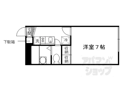 京都地下鉄東西線 石田駅(京都市営) 徒歩13分 2階建 築19年(1K/1階)の間取り写真