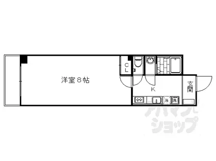 JR東海道・山陽本線 京都駅 徒歩9分 4階建 築13年(1K/2階)の間取り写真