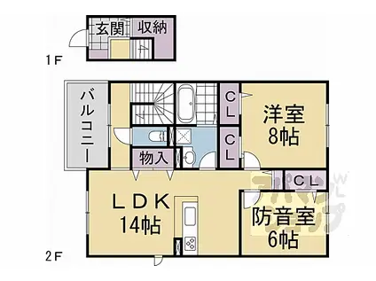 京阪本線 丹波橋駅 徒歩8分 2階建 新築(2LDK/2階)の間取り写真