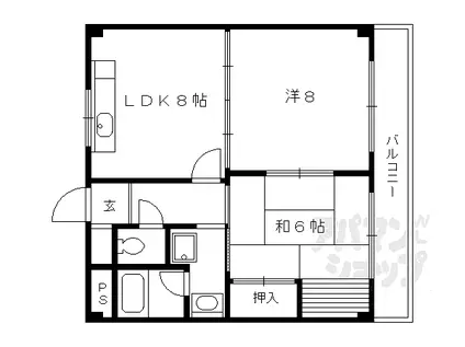 近鉄京都線 伏見駅(京都) 徒歩5分 4階建 築32年(2LDK/3階)の間取り写真