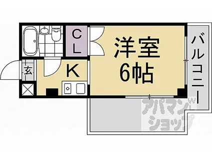 JR奈良線 桃山駅 徒歩10分 5階建 築35年(1K/5階)の間取り写真