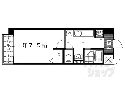 京阪京津線 上栄町駅 徒歩3分 4階建 築19年(1K/3階)の間取り写真