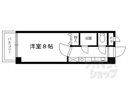 京都地下鉄東西線 醍醐駅(京都) 徒歩2分 7階建 築30年(1K/5階)の間取り写真