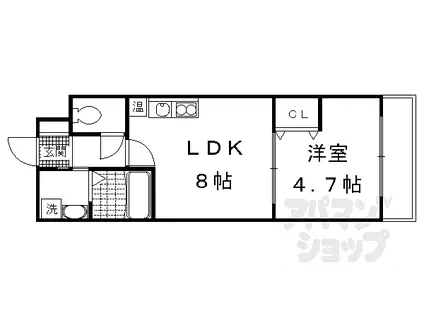 京阪本線 墨染駅 徒歩4分 3階建 築12年(1LDK/1階)の間取り写真