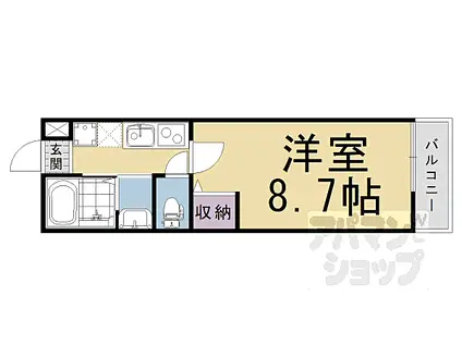 京阪本線 淀駅 徒歩5分 3階建 築2年(1K/2階)の間取り写真