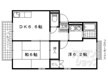 エステートピア松英II(2DK/2階)の間取り写真