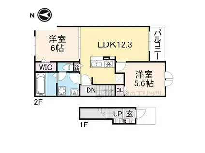 JR和歌山線 高田駅(奈良) 徒歩21分 2階建 新築(2LDK/2階)の間取り写真