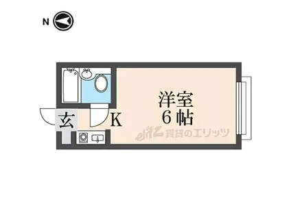 JR桜井線 桜井駅(奈良) 徒歩6分 4階建 築40年(ワンルーム/2階)の間取り写真