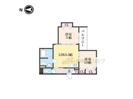 JR片町線(学研都市線) 寝屋川公園駅 徒歩12分 3階建 築1年(2LDK/3階)の間取り写真