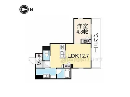京阪本線 光善寺駅 徒歩1分 4階建 新築(1LDK/2階)の間取り写真