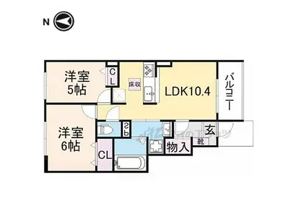JR桜井線 桜井駅(奈良) 徒歩11分 2階建 築4年(2LDK/1階)の間取り写真