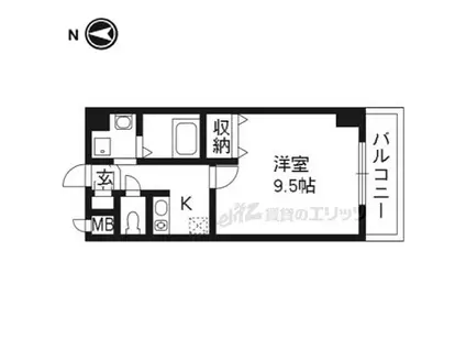 JR片町線(学研都市線) 津田駅 徒歩1分 6階建 築23年(1K/3階)の間取り写真