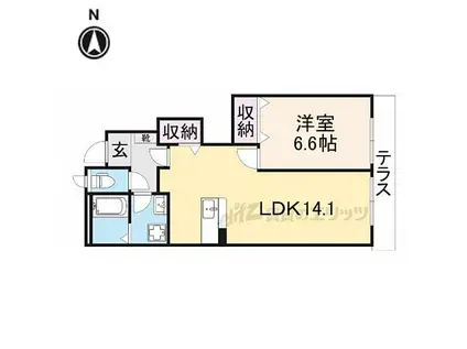 近鉄御所線 忍海駅 徒歩4分 2階建 築13年(1LDK/1階)の間取り写真