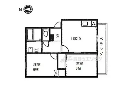 JR片町線(学研都市線) 長尾駅(大阪) 徒歩13分 2階建 築30年(2LDK/2階)の間取り写真