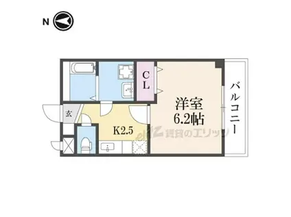 京阪本線 光善寺駅 徒歩9分 2階建 築21年(1K/1階)の間取り写真