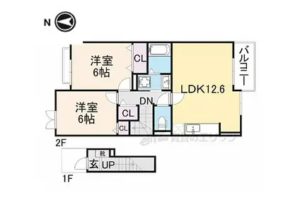ランドマーク桜井I(2LDK/2階)の間取り写真