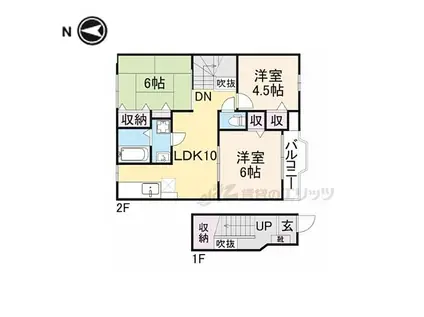 近鉄大阪線 大福駅 徒歩12分 2階建 築22年(3LDK/2階)の間取り写真