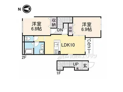 JR和歌山線 北宇智駅 徒歩11分 2階建 築11年(2LDK/2階)の間取り写真