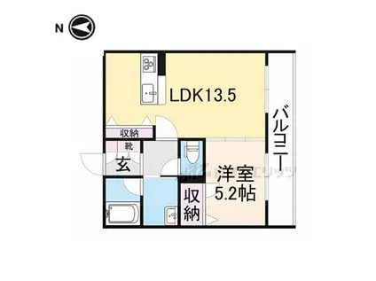近鉄大阪線 大和八木駅 徒歩3分 3階建 築5年(1LDK/2階)の間取り写真