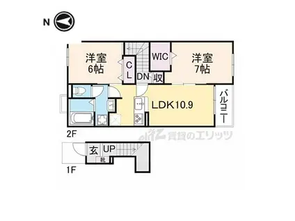 JR桜井線 三輪駅 徒歩10分 2階建 新築(2LDK/2階)の間取り写真