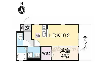 近鉄奈良線 近鉄奈良駅 徒歩10分 2階建 築18年(1LDK/1階)の間取り写真