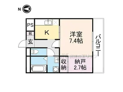 近鉄橿原線 尼ケ辻駅 徒歩11分 3階建 築17年(2K/3階)の間取り写真