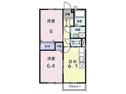 アメニティハイツカワシマC(2DK/2階)の間取り写真