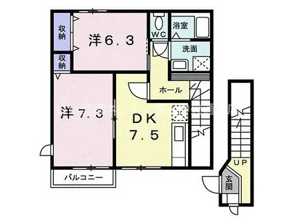 まっちゃハウス II D(2DK/2階)の間取り写真