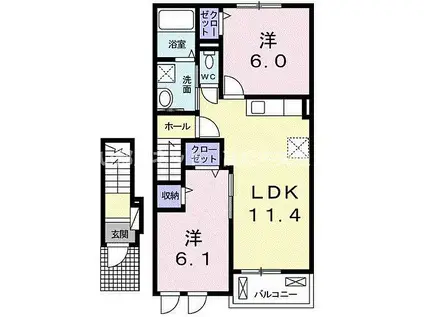 シャイン パークB(2LDK/2階)の間取り写真