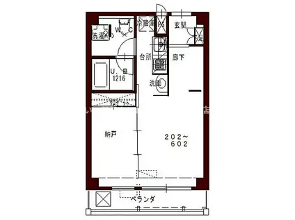 コリドール ベルエア(1LDK/4階)の間取り写真