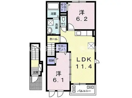 レグザーニ A(2LDK/2階)の間取り写真