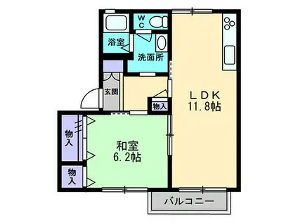 梨の木ハイツ(1LDK/1階)の間取り写真