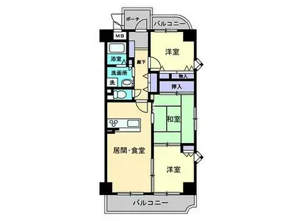 プロスパー三条(3LDK/3階)の間取り写真