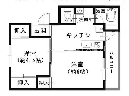 ヴィラナリー川津 1棟(2DK/4階)の間取り写真