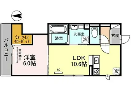 JR関西本線 八尾駅 徒歩9分 3階建 築3年(1LDK/2階)の間取り写真