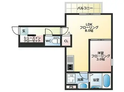 グランドメゾン(1LDK/2階)の間取り写真