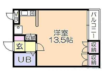 西鉄天神大牟田線 試験場前駅 徒歩15分 4階建 築34年(ワンルーム/1階)の間取り写真