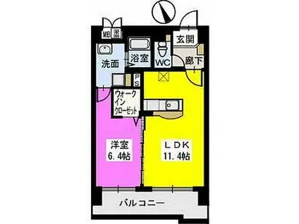 西鉄天神大牟田線 櫛原駅 徒歩15分 10階建 築17年(1LDK/3階)の間取り写真