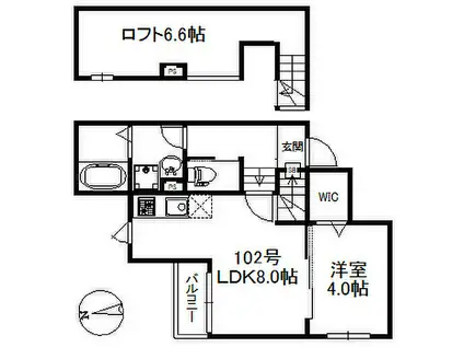 マグノリア梅満(1LDK/2階)の間取り写真